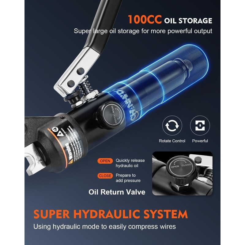 CHANHYD Hand Operated Hydraulic Crimping Tool Hydraulic Cable Lug Crimper