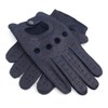 Harssidanzar Mens Leather Driving Gloves Deerskin Unlined, Navy, L