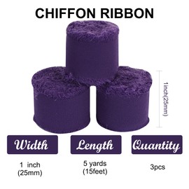 RIBBOOO Lavender Chiffon Ribbon - 3 Rolls, 1 inch x 5 Yards, Silk Fabric for Gift Wrapping, Wedding Party Decoration, Flower Bouquet Wrapping, DIY Crafts