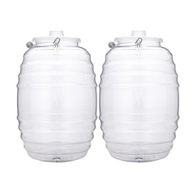 CHAMPS 5 Gallon Vitrolero Water Dispenser - BPA-Free Plastic Beverage Dispenser for Agua Frescas, Juice, Iced Teas & Lemonade, Great Punch Bowl Drink Dispensers for Parties - No Spout (Pack of 2)