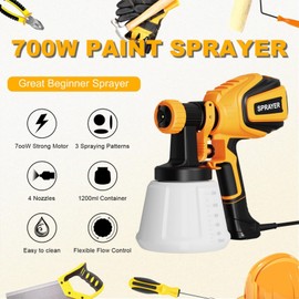 VONFORN Paint Sprayer, 700W HVLP Spray with Cleaning & Blowing Joints, 4 Nozz...