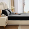 CozyLux Satin Fitted Sheet King Size, Black Silky Satin Bed