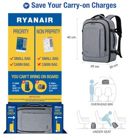 Lekespring Large Backpack for Men Women, 17 Inch Laptop Backpack, Hand Luggage, Backpack, Travel Backpack with 6 Piece Garment Bags for Holiday, Business, Work, Travel, black, Rucksack