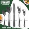 60-Piece Black Silverware Set with Organizer, AIVIKI Stainless Steel Flatware