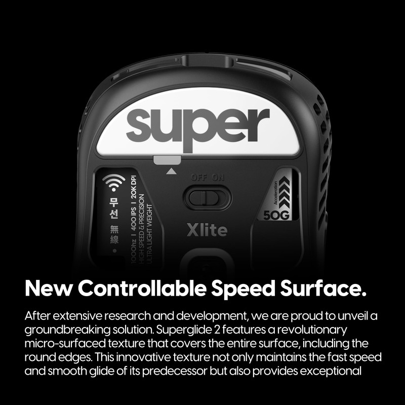 Superglide2 - New Controllable Speed Textured Surface Smoothest Mouse Feet/Skates