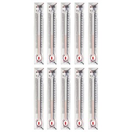 EISCO 10 Pack - Aluminum Thermometers, -30 to 110°C / 30 to 230°F, Measurement in Celsius & Fahrenheit - Aluminum Backing, Glass - Spirit Filled - 6.5" Long, 1" Wide