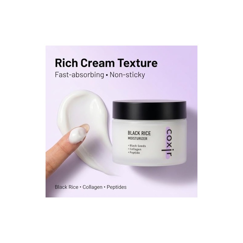 Korean Black Rice Face Moisturizer Cream by Coxir, Hydrating K-Beauty