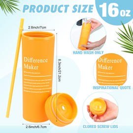 Hushee 12 Set Difference Maker Employee Appreciation Gifts Christmas Thank You Gifts Bulk 16oz Skinny Tumbler with Lid and Straw Inspirational Keychains for Coworker Boss Nurse Teacher(Classic Color)