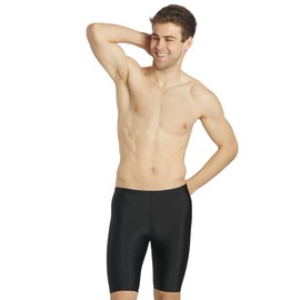 iSwim Men's & Boy's Swimsuit Jammer Swimsuit, UPF 50+ Sun Protection, Durable Polyester Spandex, Adjustable Drawstring Waist, Ideal for Competitive Swimming, Essential Solid - Black - 42