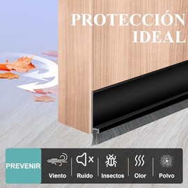 Guardapolvo y Protector para Puerta con cepillo,Tira de Sellado de Ventana Autoadhesiva,Puerta para el Hogar/Ducha Tira de Sellado de Ventana de Silicona, Insonorizada, Burlete，3m×53mm (Negro)
