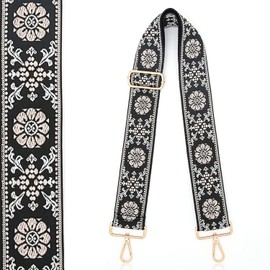 Purse Strap 1.97" Wide Replacement Crossbody Strap Handbag Guitar Strap Purse Shoulder Strap Adjustable Retro Jacquard (Fashioned Light Pink Flower)