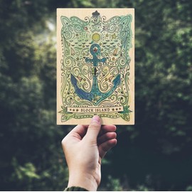 Block Island, Rhode Island, Watercolor, Nautical Art (4x6 Birch Wood Postcards, 2-Pack Stationary, Rustic Home Wall Decor)