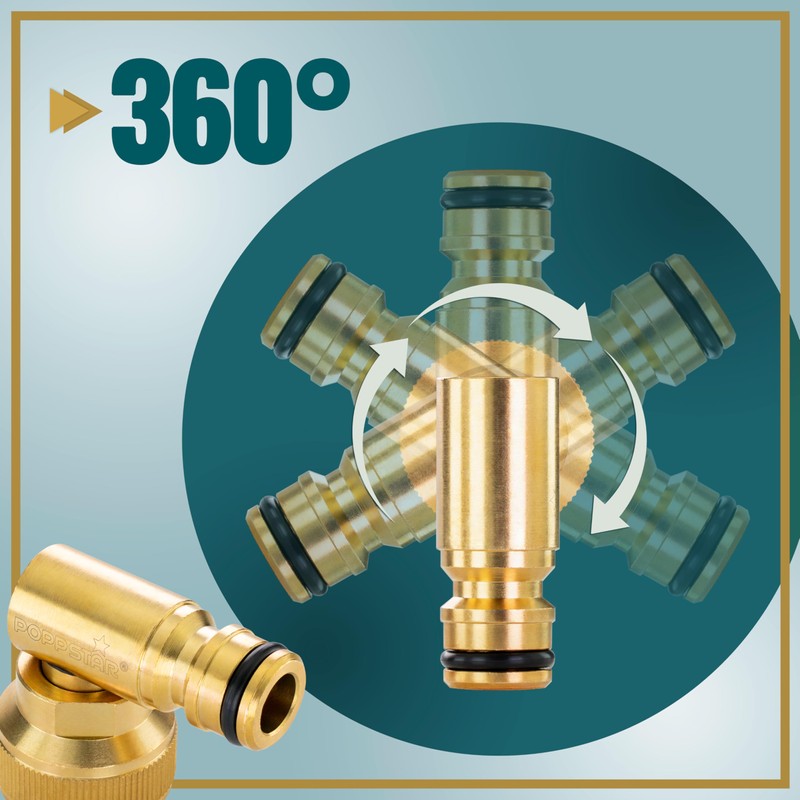 Poppstar Rotatable 90 Degree Angle Hose Connector Brass (3/4 Inch)