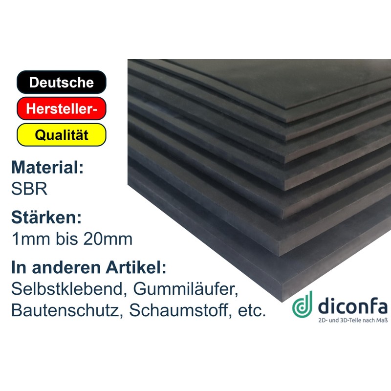 diconfa Rubber Mat 5 mm Thick - Selection Size: 10