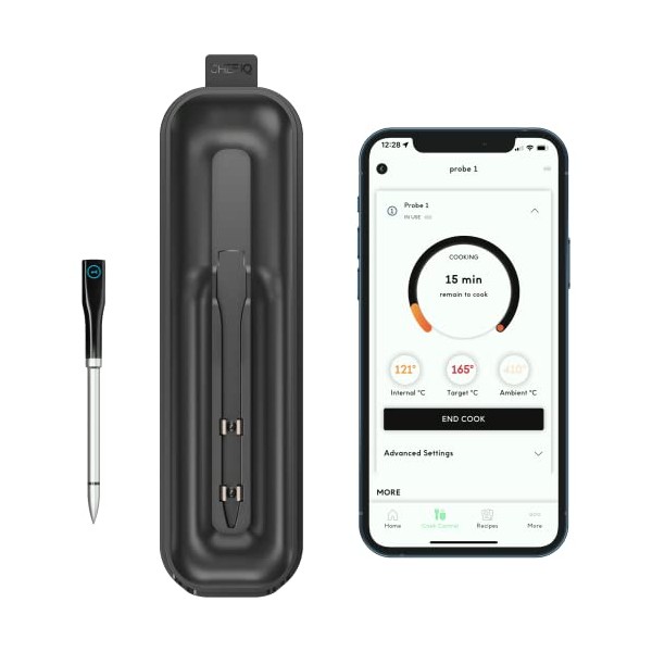Chef iQ Smart Digital Meat Thermometer, Unlimited Wireless Range, Bluetooth & WiFi Enabled Cooking Thermometer with Ultra-Thin Probe for Remote Monitoring of BBQ, Oven, Smoker, Air Fryer, Stove