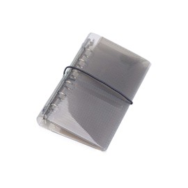 NatSumeBasics A7 Binder Threefold Budget Binders Grid PP Planner Cover 6 Ring Clear Notebook Shell for Cash Envelopes Photo Album (Grey, A7 Binder)