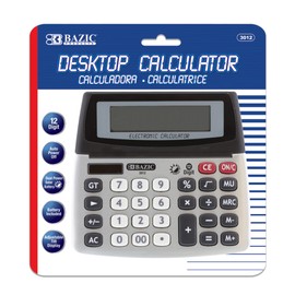 BAZIC 12-Digit Dual Power Desktop Calculator with Adjustable Display (3012)