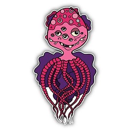 JJH Inc Octopus Monster Cartoon Vinyl Decal Sticker Waterproof Car Decal Bumper Sticker 5"