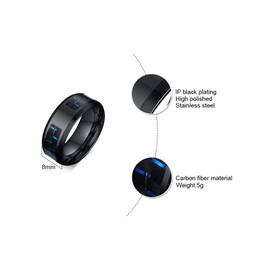 Hisatan Ancient Egyptian Symbol Eye of Horus Ankh Cross Protection Wedding Band Stainless Steel Carbon Fiber Inlay Ring for Men