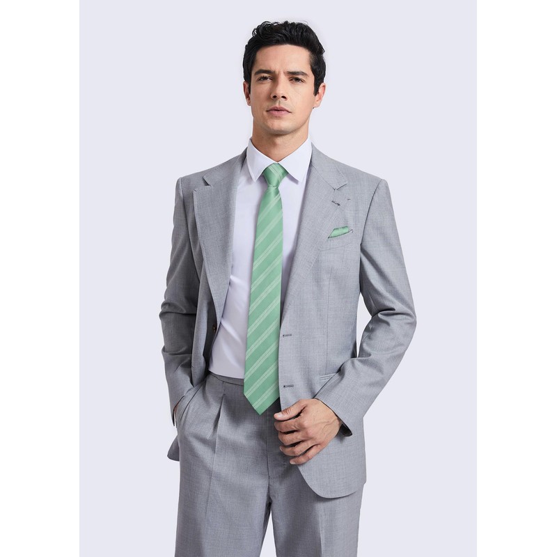 HISDERN Men's Tie Formal Stripes Tie with Pocket Square Set