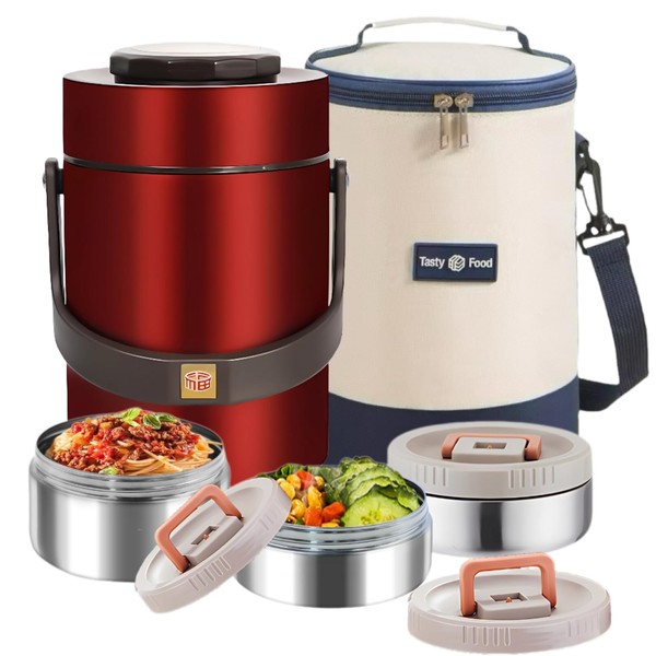 Gicklov 67oz Upgraded Thermos for Hot Food, 3-Layer Stackable Food
