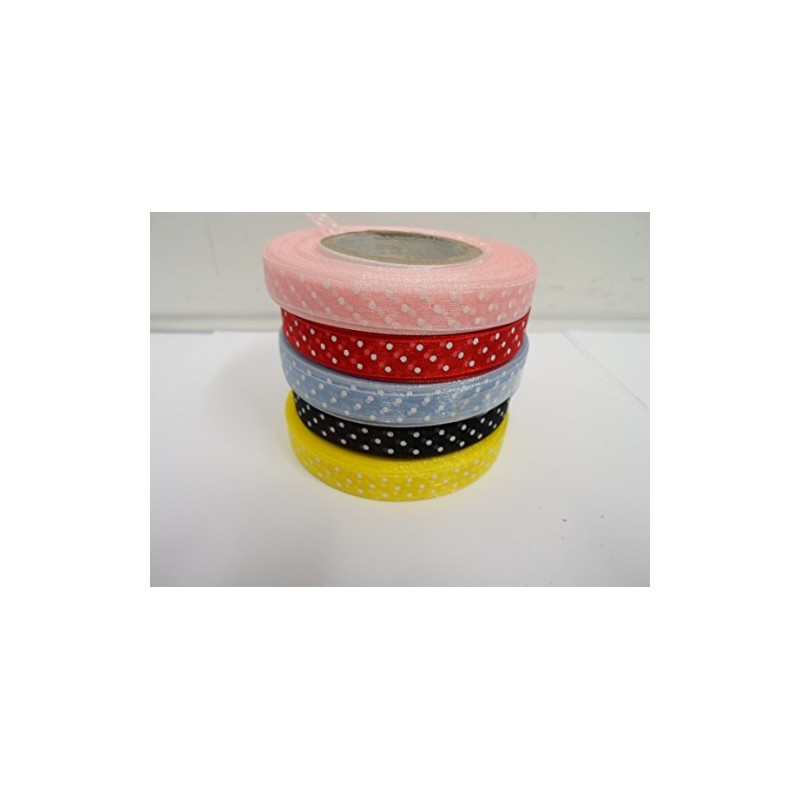 2 metres x 10mm Polka dot Sheer Organza Ribbon Black