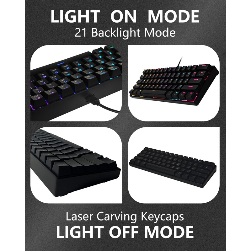 60% Mechanical Keyboard, RGB Mechanical Gaming Keyboard, Blue Switch
