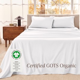 Bare Home Organic Cotton Flannel Sheet Set - Twin Size - 100% Cotton - Double Brushed for Extra Softness & Comfort - Warm, Cozy, and Durable - Breathable - Bed Sheets (Twin, White)
