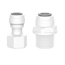 Qrity 1 Set Water Filter Quick Connector, 1/2" Male/Female Thread to 3/8" Quick Straight Connect, for RO Water Reverse Osmosis