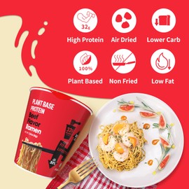 Hethstia High-Protein Ramen Beef 6 Pack & Konjac Jelly Peach 10 Pouches, Plant-Based Instant Soup & Drinkable Jelly, Low Calorie, Keto, Vegan, Healthy Food Gift