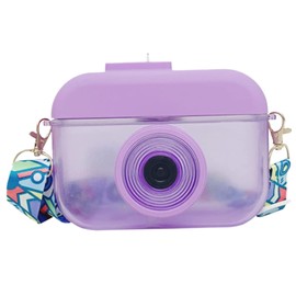 Water Bottle with Straw, 13.5Oz Camera Water Bottle Water Bottle with Shoulder Strap for Sports Square Water Bottle Purple