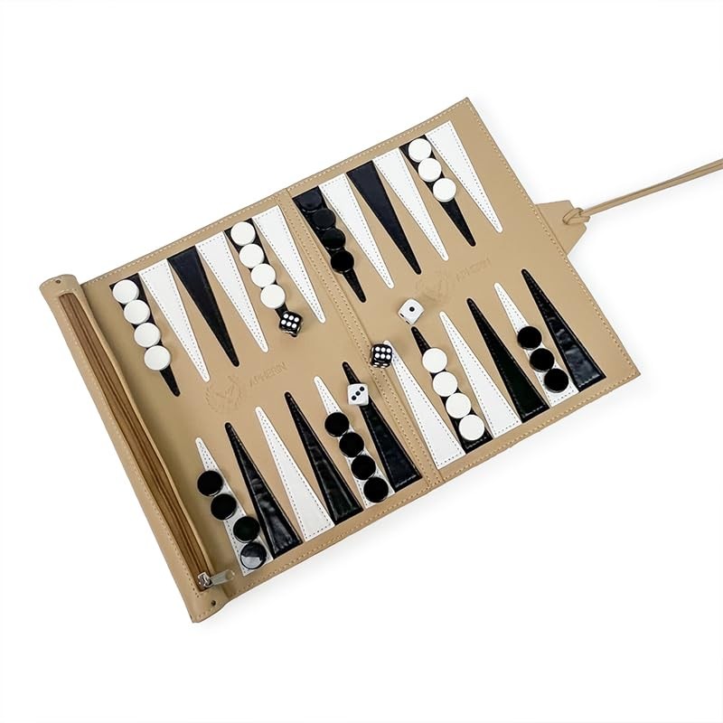 Apherin Rolling Travel Backgammon Chess Lady 3 in 1 -