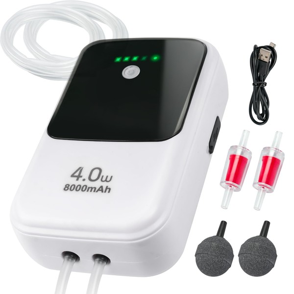 Ghosthorn Silent Dual Operating Mode Rechargeable Aerator for Fish, Large