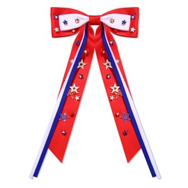 Vokone 4th of July Accessories Hair Bows for Women Girls Big Jeweled Red White Blue USA Star Hair Bow Clips Patriotic Fourth of July Independence Day Accessories Party Favors Red White Blue