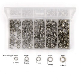 Pack of 201pcs Fishing Stainless Steel Split Rings 5 Sizes and Plier Set, Split Ring Capable of withstanding Large tensile Force and Fishing Plier Tool Kit Saltwater Fishing Lure Connectors(Yellow)