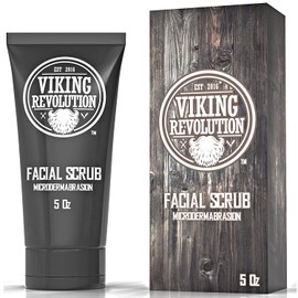 Viking Revolution - Exfoliante facial de microdermoabrasión para hombre, limpiador facial para exfoliación de la piel, limpieza profunda, eliminación 