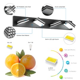 SineRise LED Modern Bathroom Vanity Light Fixtures (4-Light, 30-Inch), Matte Black Modern Acrylic Bathroom Wall Lighting Fixtures Over Mirror (Cool White 6000K)