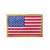 VELCRO® AMERICAN FLAG EMBROIDERED PATCH GOLD BORDER USA US w/
