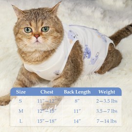 ANWA 2 Pack Cat Recovery Suit - Breathable Cat Onesie for Cats After Surgery Female, Kitten Surgery Recovery Suit Female Abdominal Wounds