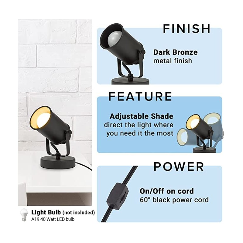 NOTOC Industrial Adjustable Retro Black, Plug-in Wall lamp, Rocker Wall
