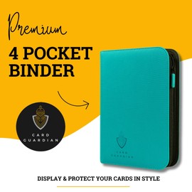 Card Guardian - Carpeta de 4 bolsillos premium para 160 tarjetas (verde azulado) | Cierre de cierre y bolsillos laterales | Compatible con tarjetas comerciales y deportivas incluyendo Magic the