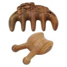 ZJchao Peine de Madera Sitronugras para Hombres y Mujeres, sin Estática, Sándalo Verde, Púa de Masaje con Bolsa