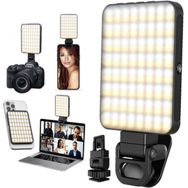 MXNUP Luz para Celular con Clips Frontal y Trasero, 120 LED Aro de Luz Selfie con 3 Modos de Iluminación, 20 Efectos de Iluminación de escena, 2500k-9000K Regulable Luz de Relleno y 3000mAh Recargable