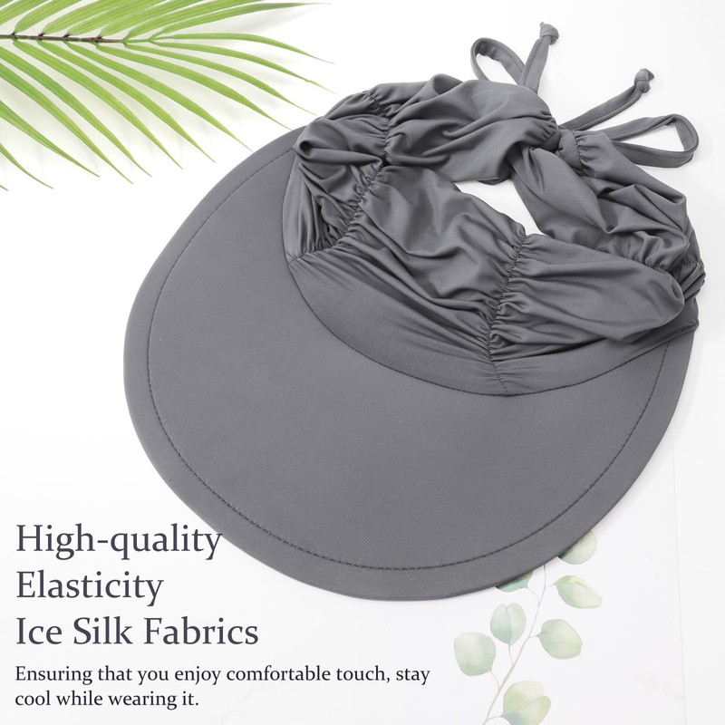 DRESHOW Women Visor Sun Hat Wide Brim Hat Adjustable Foldable