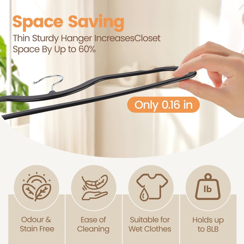 Plastic Hangers 20 Pack Ultra-Thin Space-Saving ABS 360° Swivel Hook