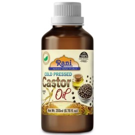 Rani 라니 캐스터 오일 6.76 온스 (200ml) 콜드 프레스 100 천연 NON-GMO 코셔 텐 프리 인도 원산지 Rani Castor Oil 6.76 Ounces (200ml) Cold Pressed 100% Natural Non-GMO Kosher Tan Free Indian Origin [Castor Oil]