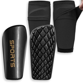 Sportout Children's Football Shin Pads with Non-Slip Sleeves, Durable Shin Pads, Football, Provides Strong Protection