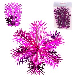 Christmas Concepts® 16” (1.3ft) Large Foil 3D Snowflake Hanging Decoration – Christmas Trimming (Hot Pink)
