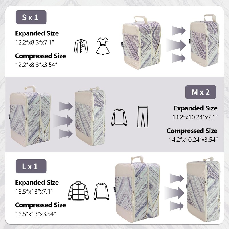 Extra Large Compression Packing Cubes for Carry On, 4 Set