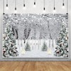 Leowefowa 10x8ft Vinyl Christmas Backdrop Snowscape Xmas Tree Pine Forest